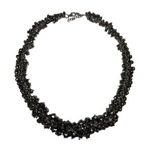 Gunmetal Faceted Round Fire Polished Bead necklace
